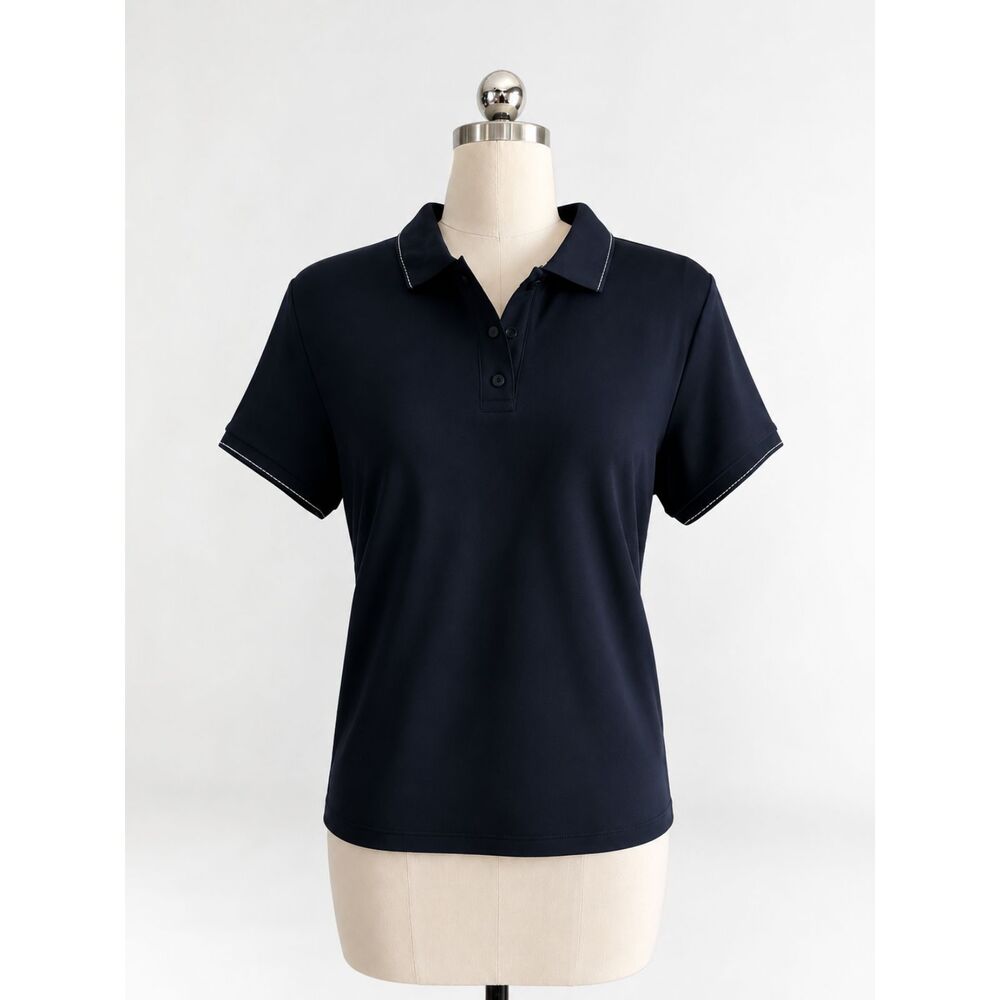 Rhone Course to Court Snap Polo Navy Blue Size Medium NWT